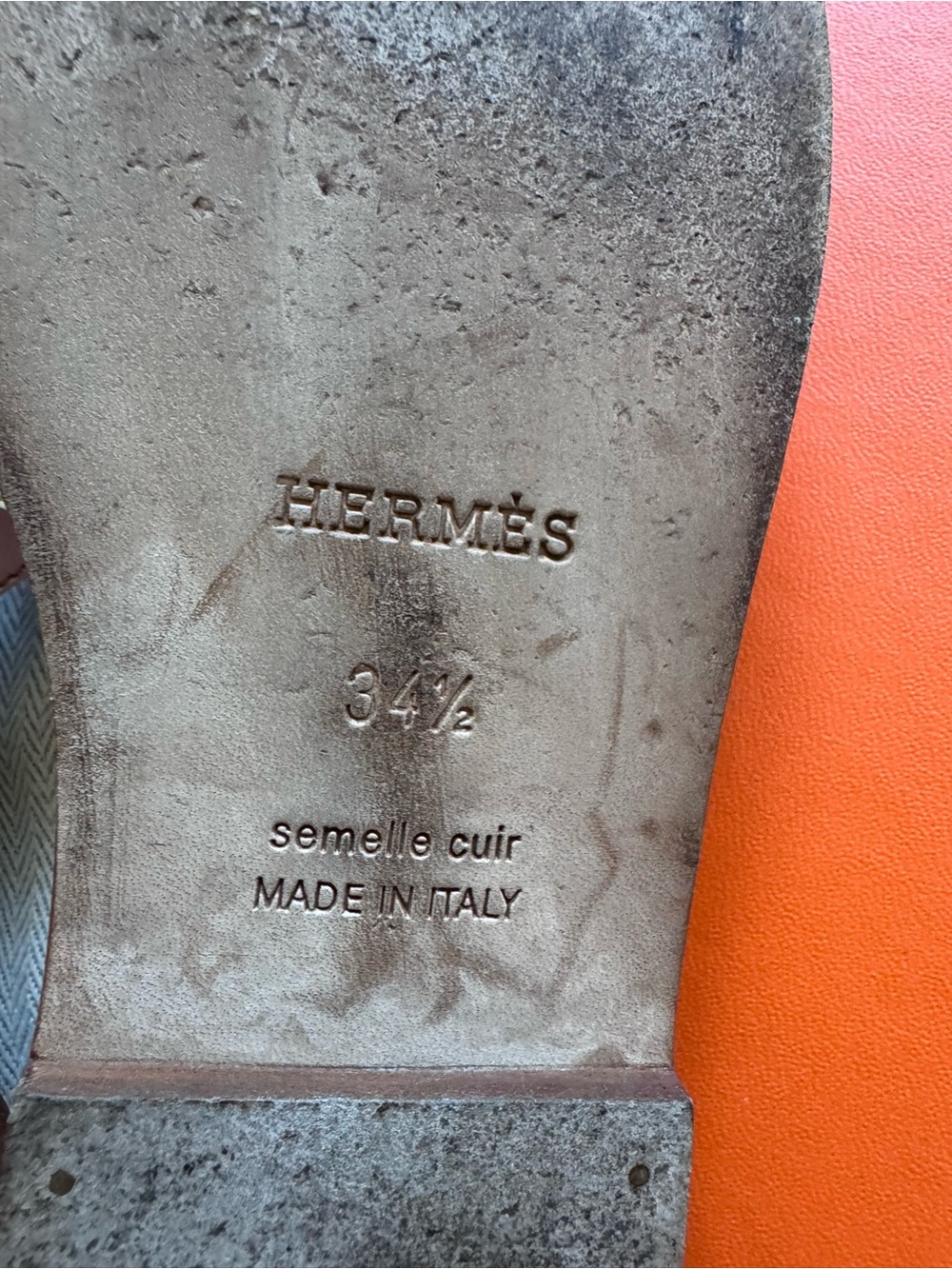 Hermes Oran Leather Sandals color Gold sz 34.5 - Picture 4 of 8